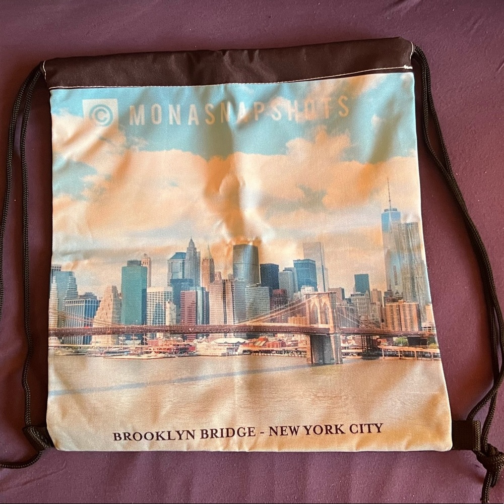 Backpack with picture of Brooklyn Bridge
